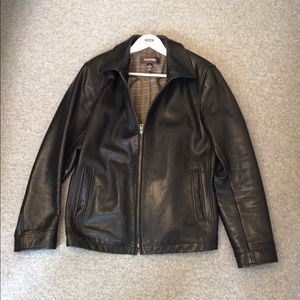Mens Danier Black Leather Jacket Size L